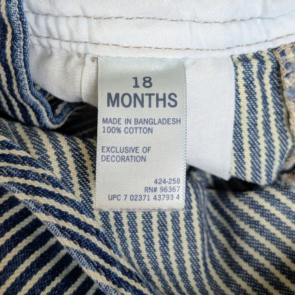 OshKosh B'Gosh‎ Hickory Striped Train Conductor Vestbak Denim Overalls 18 Months